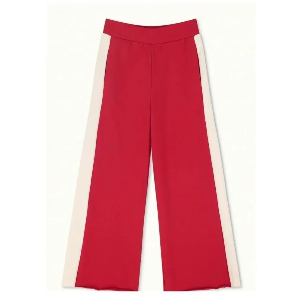 NSF Riley Wide Leg Jersey Pant in Crimson/White NWT Size XS